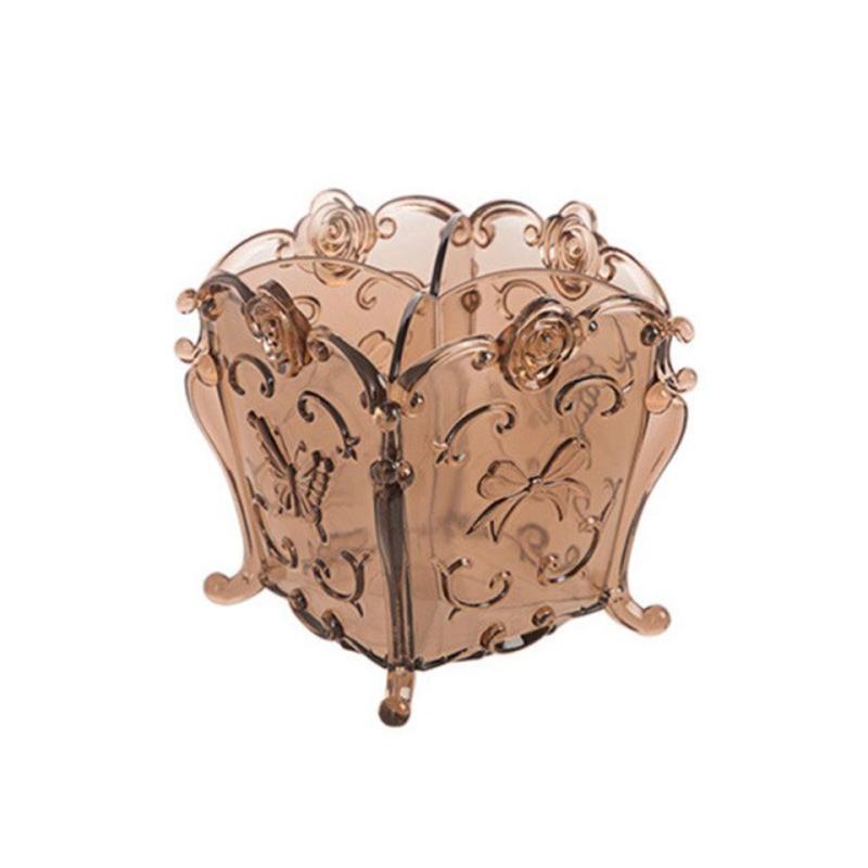 Transparent Cosmetics Storage Box Plastic Makeup Box Makeup Brush Box Lipstick Storage Box Vintage Carved Desktop Finish | Storage Boxes & Containers