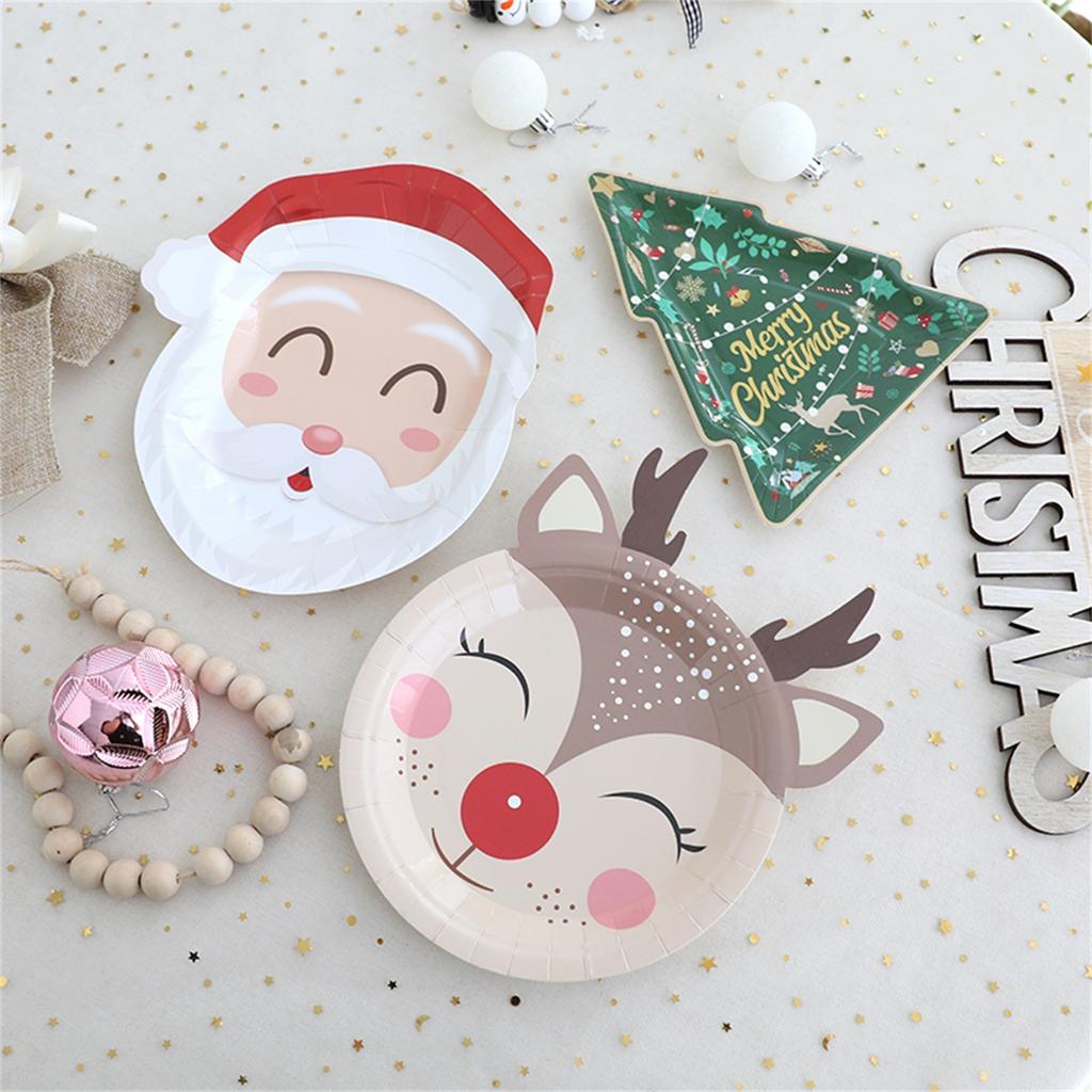 Christmas Table Decorations Christmas Disposable Christmas Tree Paper Plate Rectangular For Merry Christmas Party Supplies