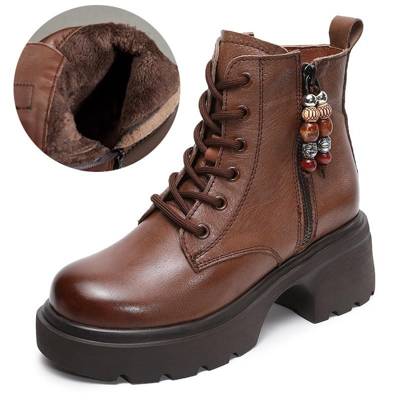 

Кожаные ретро ботинки Мартин на толстой подошве, женские, на небольшой платформе, женская обувь, осень и зима, этнический стиль, универсальные ботинки, женские короткие ботинки 40