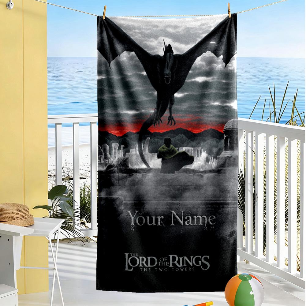 Lord Rings Customize Your Name Beach Towel High Absorbency & Quick-Dry Ideal for Travel Outdoor Swim Pool Yoga Surf Camping Hiking Gym Gift Holiday