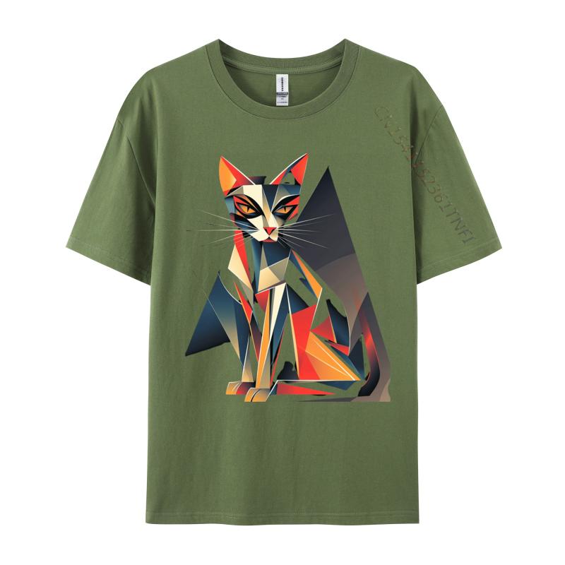 Geometric Cat Abstract Modern Art Print Tees Prevailing 3d Printed Cotton Unisex TShirt Cool Luxury Designer TShirts