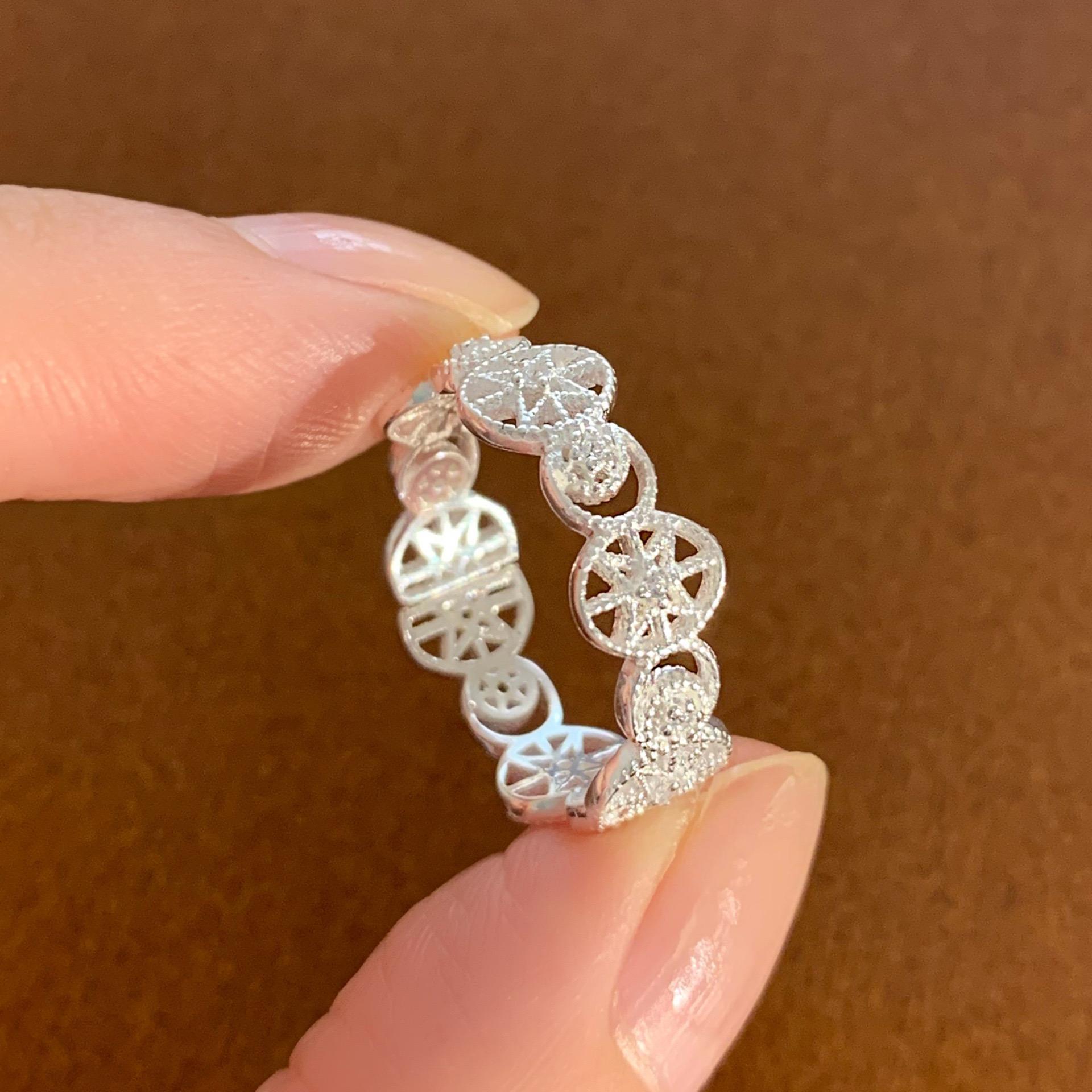 

925 Sterling Silver Rings For Women Geometric Fine Jewelry Finger Adjustable Hollow Web CZ Ring For Party Birthday Gift resizable