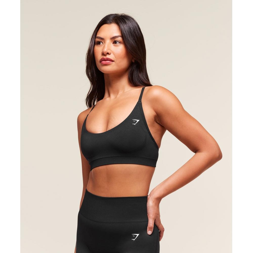 Gymshark Everyday Seamless Racerback Sports Bra Black B4c1v Bb2j