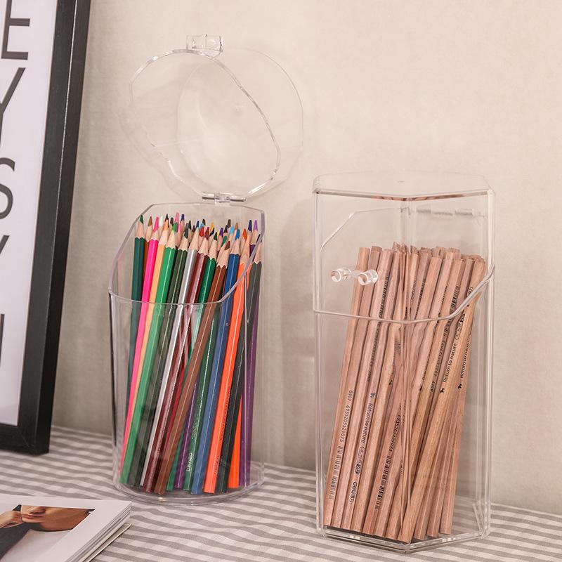 Organizador de mesa caixa de armazenamento de escritório em casa acrílico transparente multifuncional caneta titular armazenamento de papelaria à prova ddustágua à prova de poeira