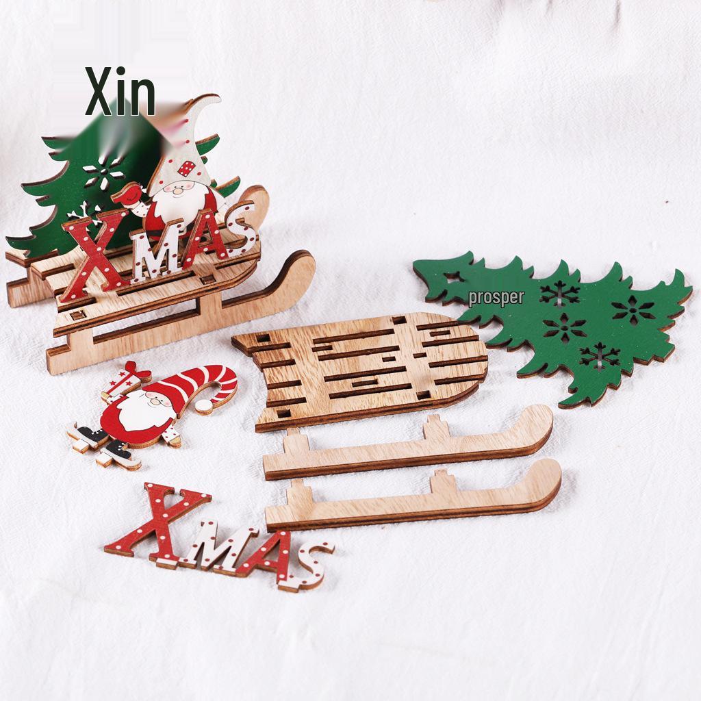 Creative DIY Wooden Santa Sleigh Ornament - Christmas Decoration & Children's Gift