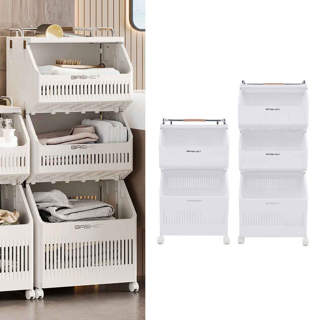 Carrello Portaoggetti a Rotelle Multifunzione Organizer a Rotelle Pieghevole per Bucato con 4 Ruote