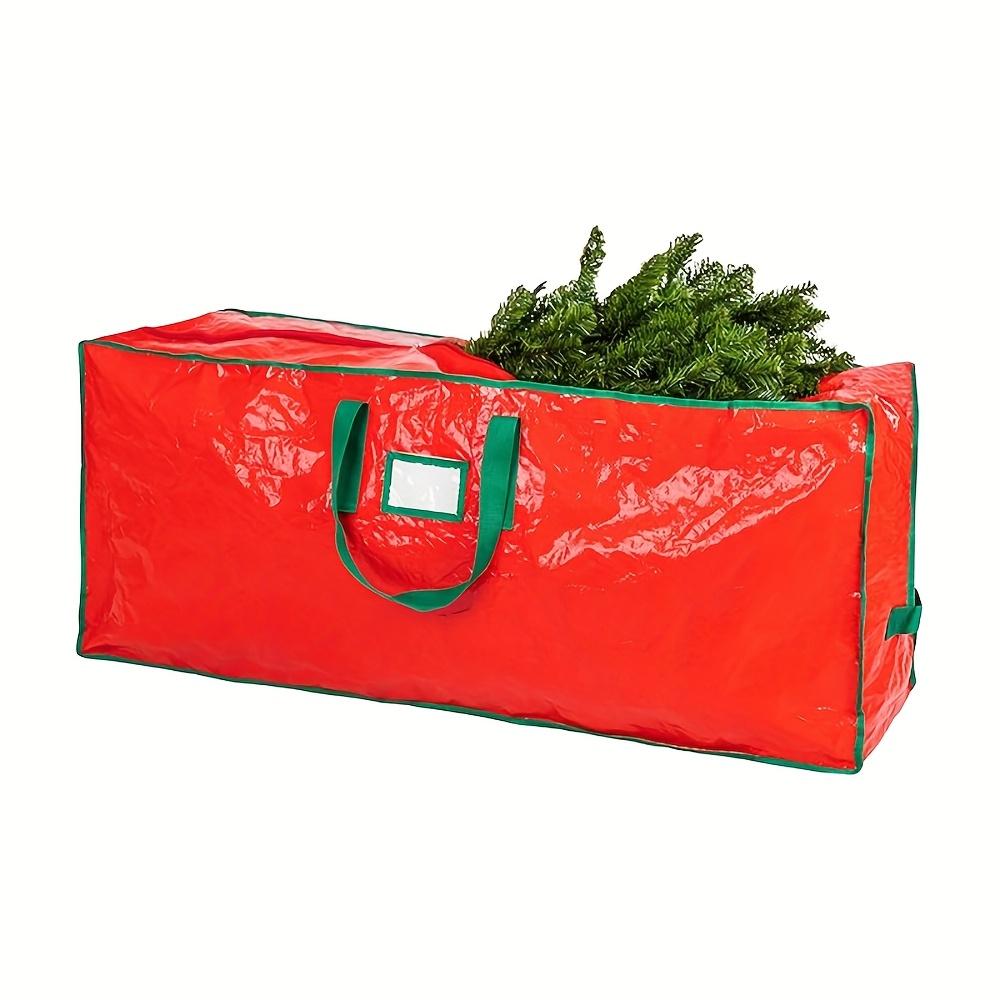 Weihnachtsbaum-Aufbewahrungstasche mit großer Kapazität - Tasche mit Reißverschluss und Griff | Langlebiges rechteckiges Grün mit roter Bordüre für drinnen/draußen