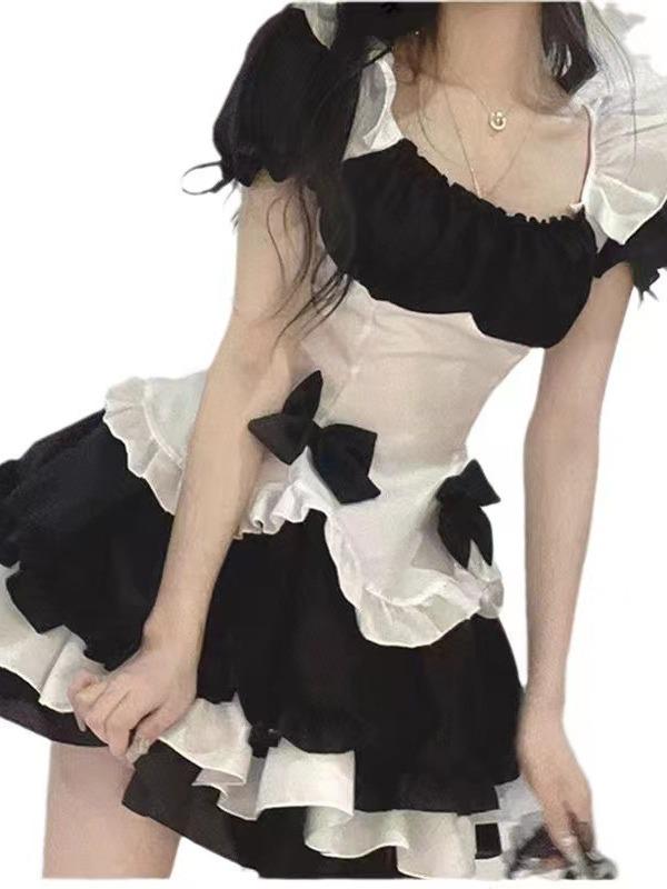 Plus Size Soft Girl Black & White Lolita Maid Outfit - Cute Princess Set