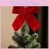 Holiday Tree Topper With Flannel Star And Elegant Butterfly Bow For Seasonal Decor
