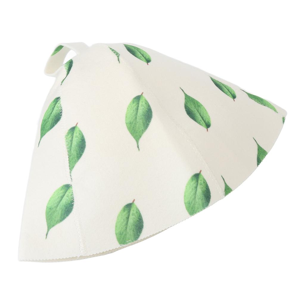 Saunahut Universal Stilvoll Niedlich Grüner Blattdruck Wasseraufnahme Schützender Filz Badehut für