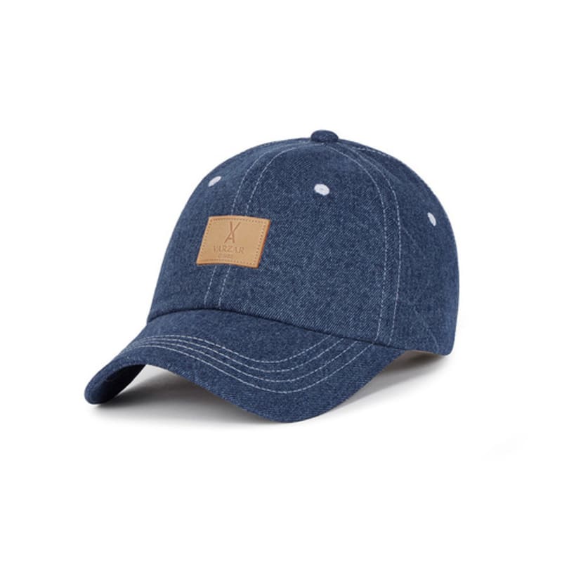 VARZAR VA Square Denim Label Ball Cap Medium Blue