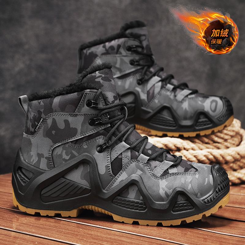 Martin Boots Men's Shoes Winter Sports Soft Sole Fleece Thickened Warm Construction Site Work Non-slip High-top Tooling Labor Insurance Shoes