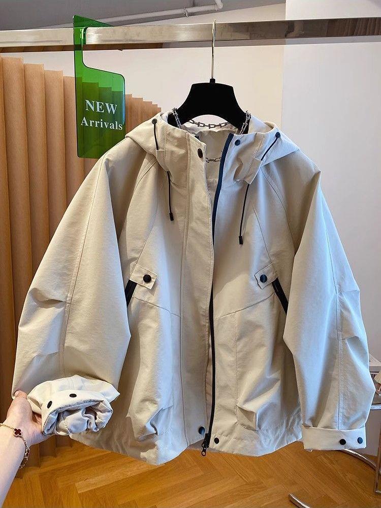 Trendy Plus Size Hooded Baseball Windbreaker Jacket – European Style