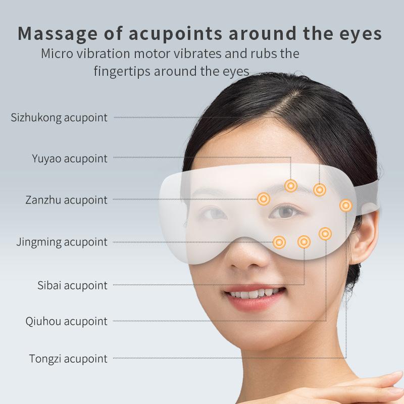 Eye Massager with Heat and Cooling 12 Vibration Node Rechargeable Eye Care Device with Bluetooth for Puffiness and Improve Sleep