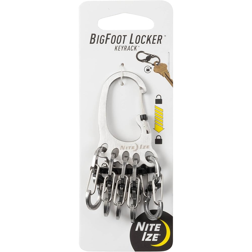 Nite Ize Bigfoot Locker Stainless Steel Carabiner Keychain with Lock Silver