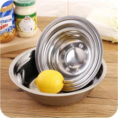 New Food Grade Rice Bowl Durable Stainless Steel Soup Dish Round 14-28cm Soup Pot Kitchen Supplies