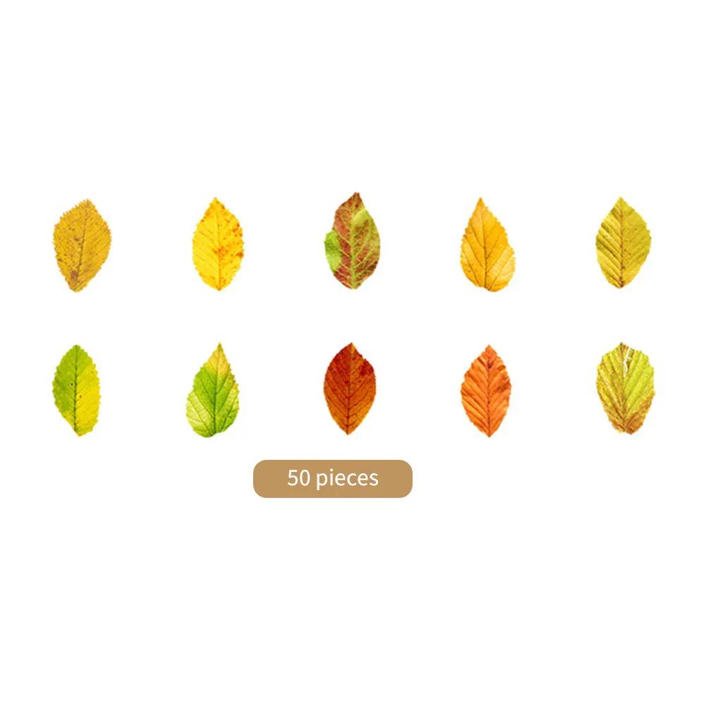 50 Pcs Kawaiii Leaves Washi Tape Scrapbooking Stickers Cute Sticker Rolls Self-adhesive DIY Decoration Stickers For Arts Crafts