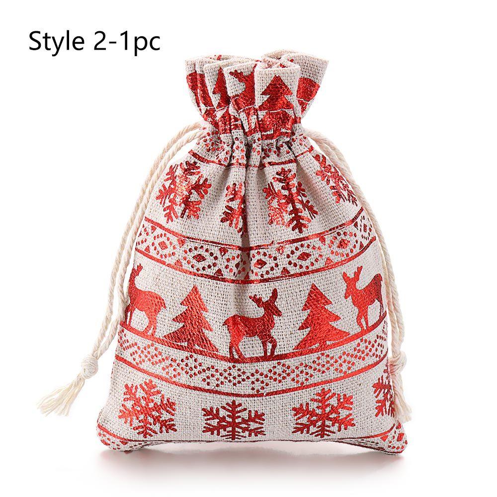 Plain Elk Snowman Wedding Favor Drawstring Pouch Merry Christmas Candy Organizer Jute Gift Bags