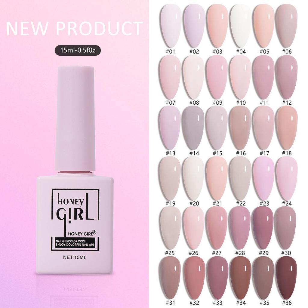 HONEYGIRL 36-Color Skin Tone Nail Polish Set - Blush, Nude, Pink Shades for Trendy Nails