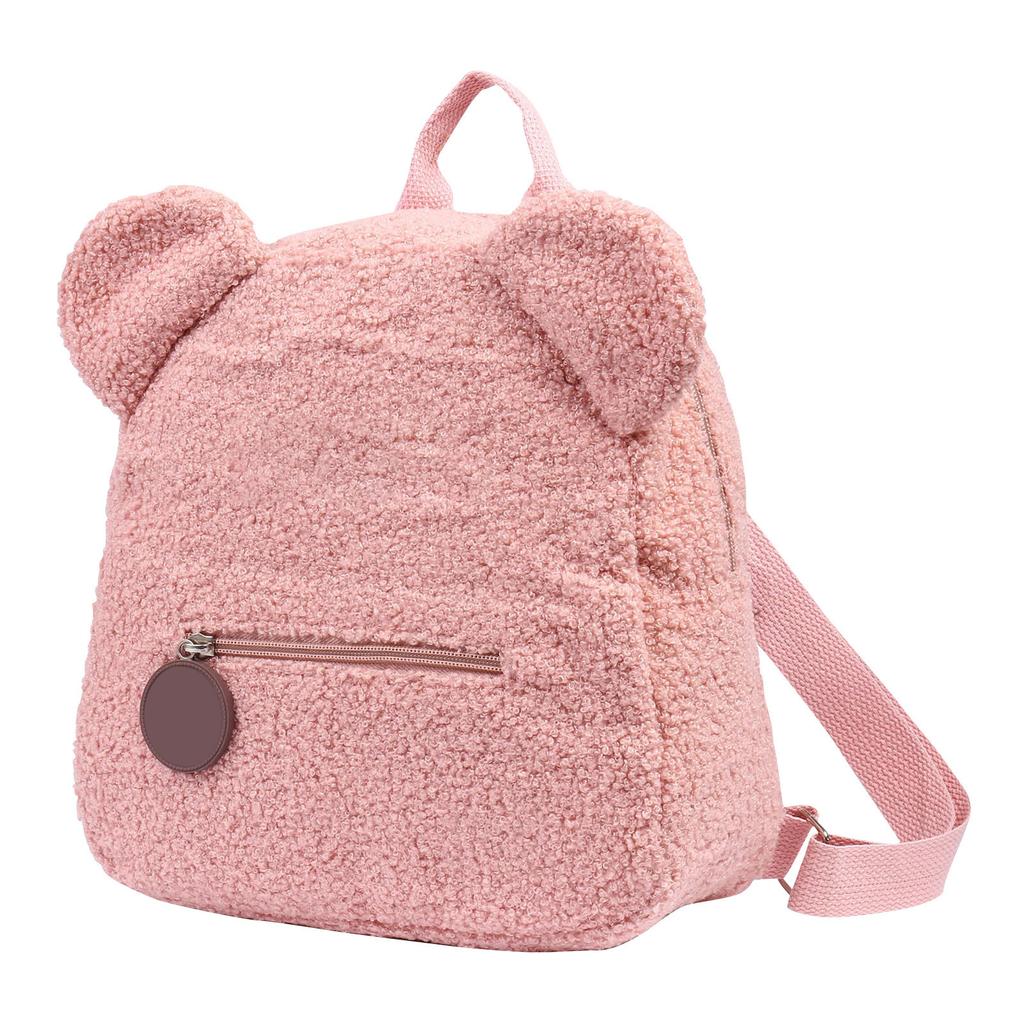 Kawaii Plush Cute Mini Gray Shaped Fluffy Bags Stuffed Cartoon Zipper Adjustable Shoulder Straps Solid Color Backpack for Girl