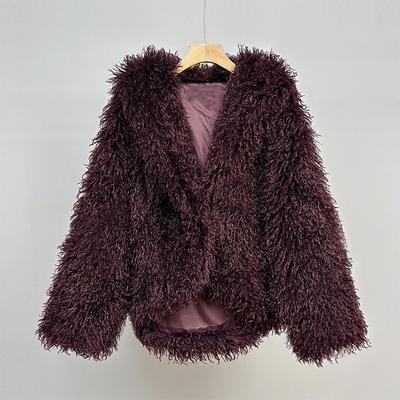 Loose Curly Fur Beach Wool Long Sleeve Artificial Fur Jacket Women's Wool Cardigan Winter