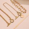 5pcs Set Hip Hop Punk Gold Color Snake Bone Chain Bead Chain OT Clasp Multi-layer Bracelets for Women Personality Jewelry Sets