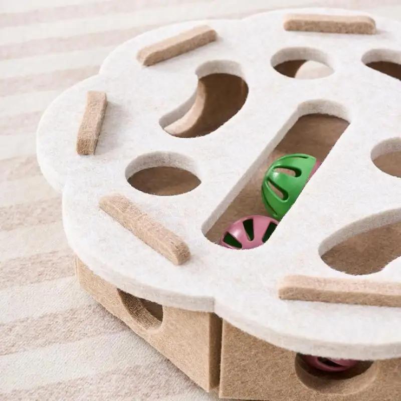 Felt Puzzle Box for Indoor Cat's Mental Stimulation, Interactive Hide & Seek Plaything Training Tools