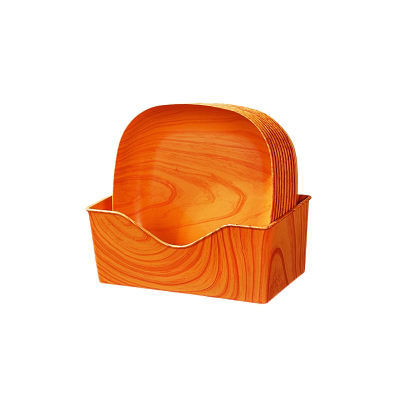 Retro Faux Wood Grain Multi-Compartment Snack Dish for Melon Seeds and Dried Fruits