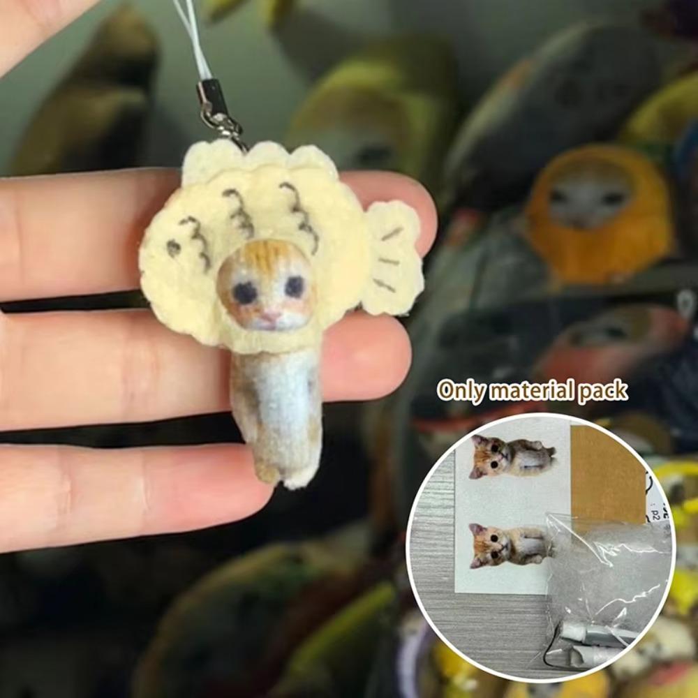 Material Package Cockroach Cat Keychain Material Dorayaki Cat Pendant Material  Daily Use