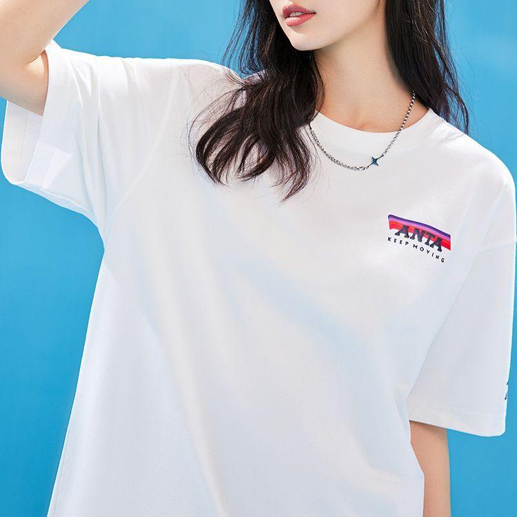 Anta Letter Print Crew Neck Short Sleeve T-Shirt Men Tops White 152328114-1