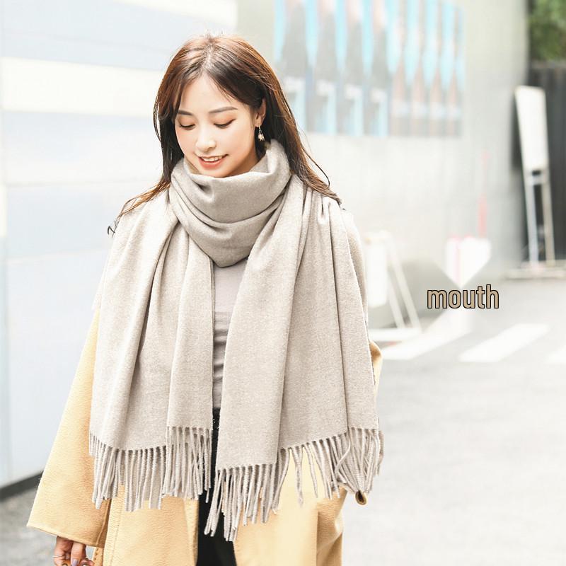 White Cashmere Scarf: Thickened, Solid Color, Versatile for Women & Men, Perfect for Autumn & Winter