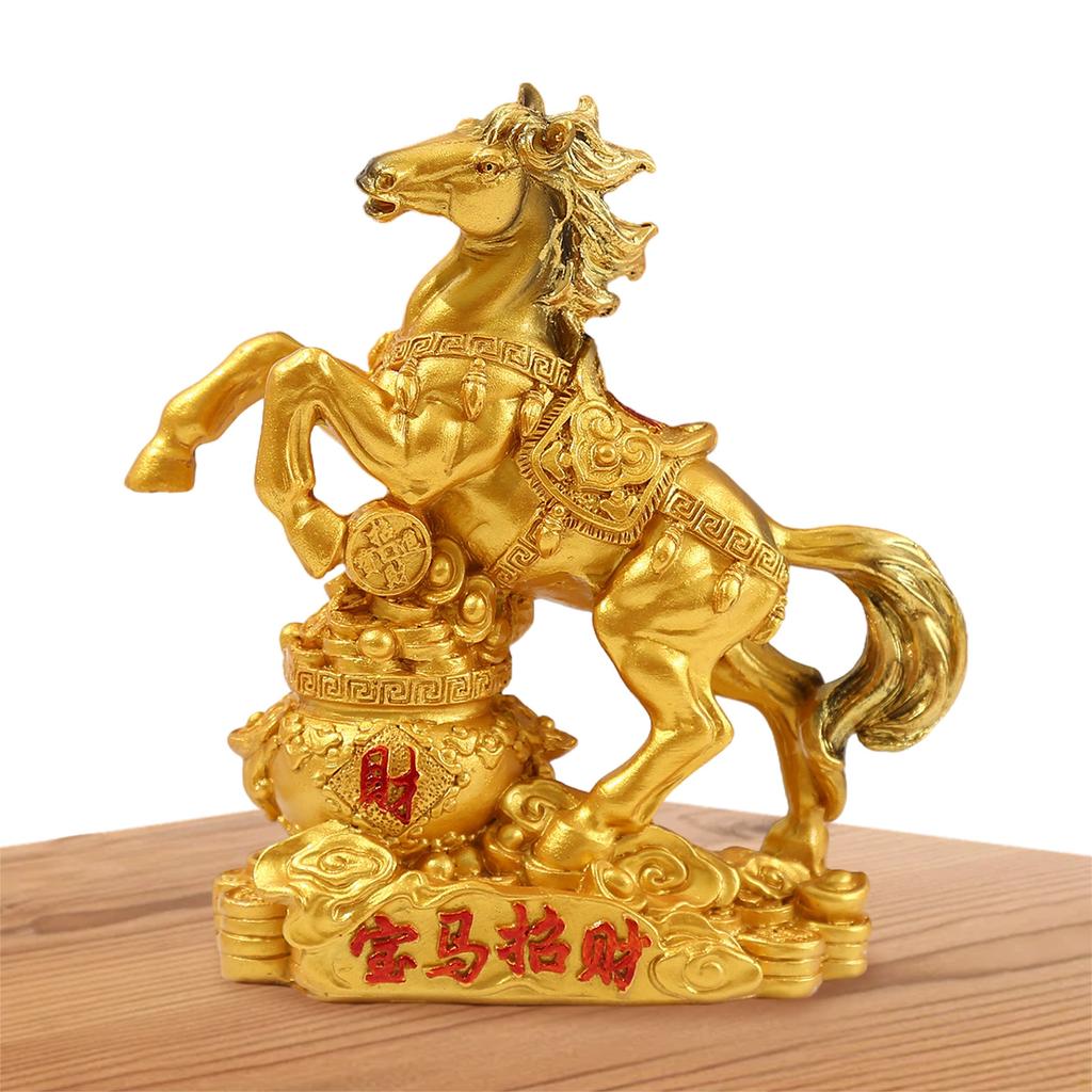 Resin Chinese 2026 Year of Horse Ornament Zodiac Blessing Souvenir Horse Figurine for Home Office Tabletop Decorations