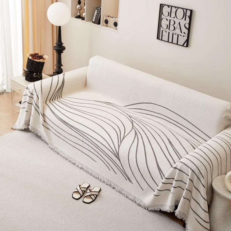 Autumn Winter Thick Solid Color Plush Sofa Towel Sofa Cover Cloth White Sofa Cover Non-Slip One-Piece Cover Towel