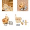 Pacchetto Accessori Sauna Deluxe: Secchio di Legno, Termometro e Collezione di Vasi Floreali per la Casa