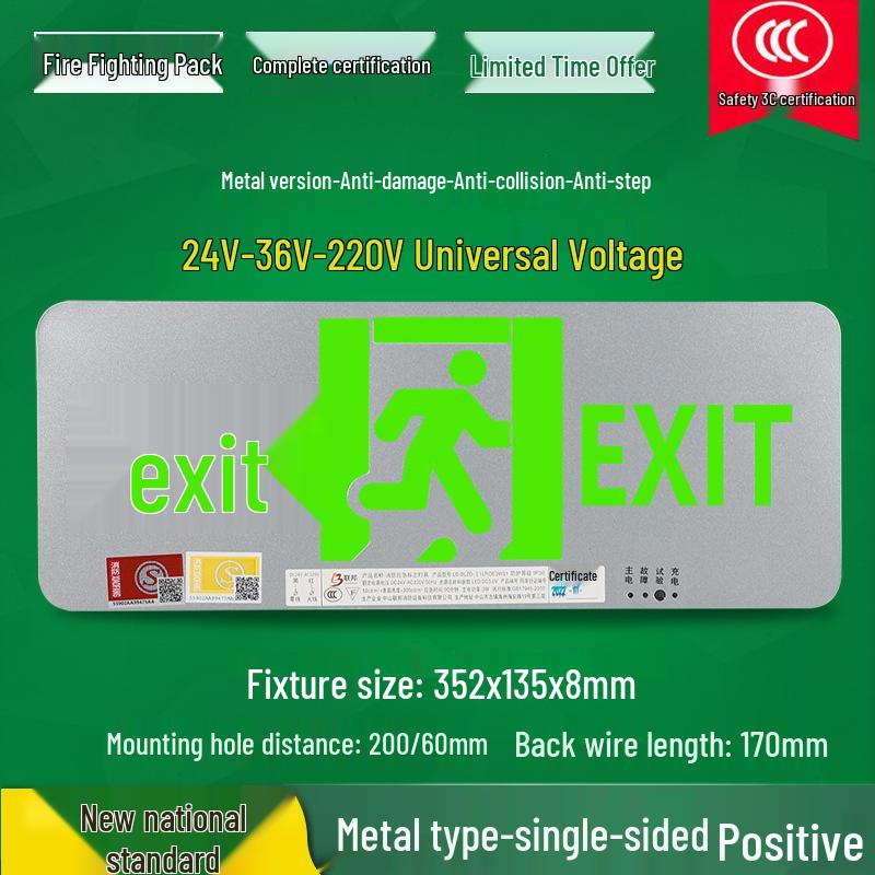 LED Fire Emergency Exit Sign with Plug-In for Evacuation Routes