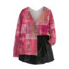 Women's V Neck Top Printing Thickened Plush Cashmere Warm Long Top