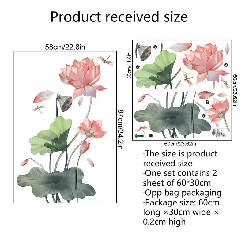 

Creative Lotus Dragonfly Wall Stickers Living Room Background Bedroom Decoration Wallpaper Home Decor Chinese Style Art Decals
