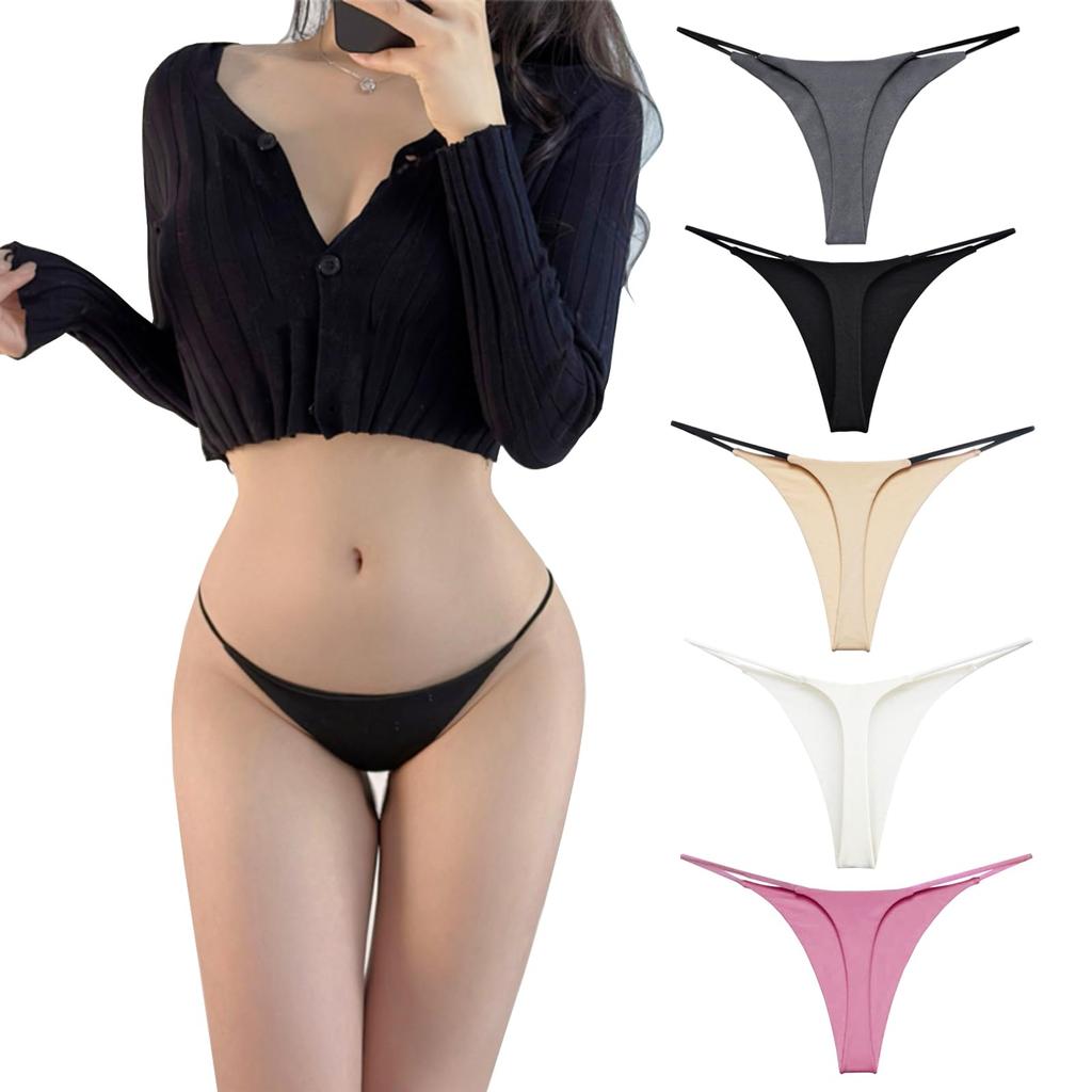 Qiania Sexy Bikini Beautiful Soft To the Touch A Women's T-Back 5-Piece Set, Underwear, Women's Panties, Panties, Buttocks, Breathable, (M, [5-Piece
