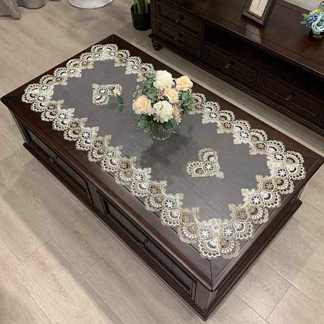 Theetafelkleed Rechthoekig Tafelkleed Europees Geborduurd Koffietafelhoes Tafel Westerse Bloem Effen Kleur Stof Kant Boek 60x120cm