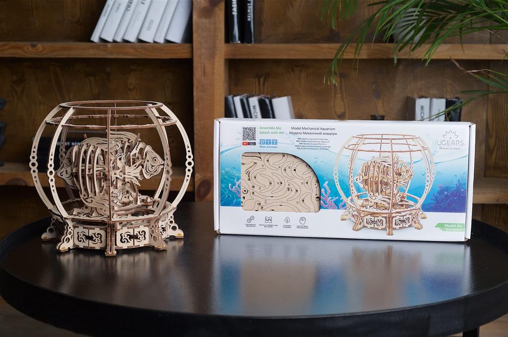 Ugears Aquarium 70155 Wooden Puzzle No Glue or Tools Required 3D Puzzle for Adults Model