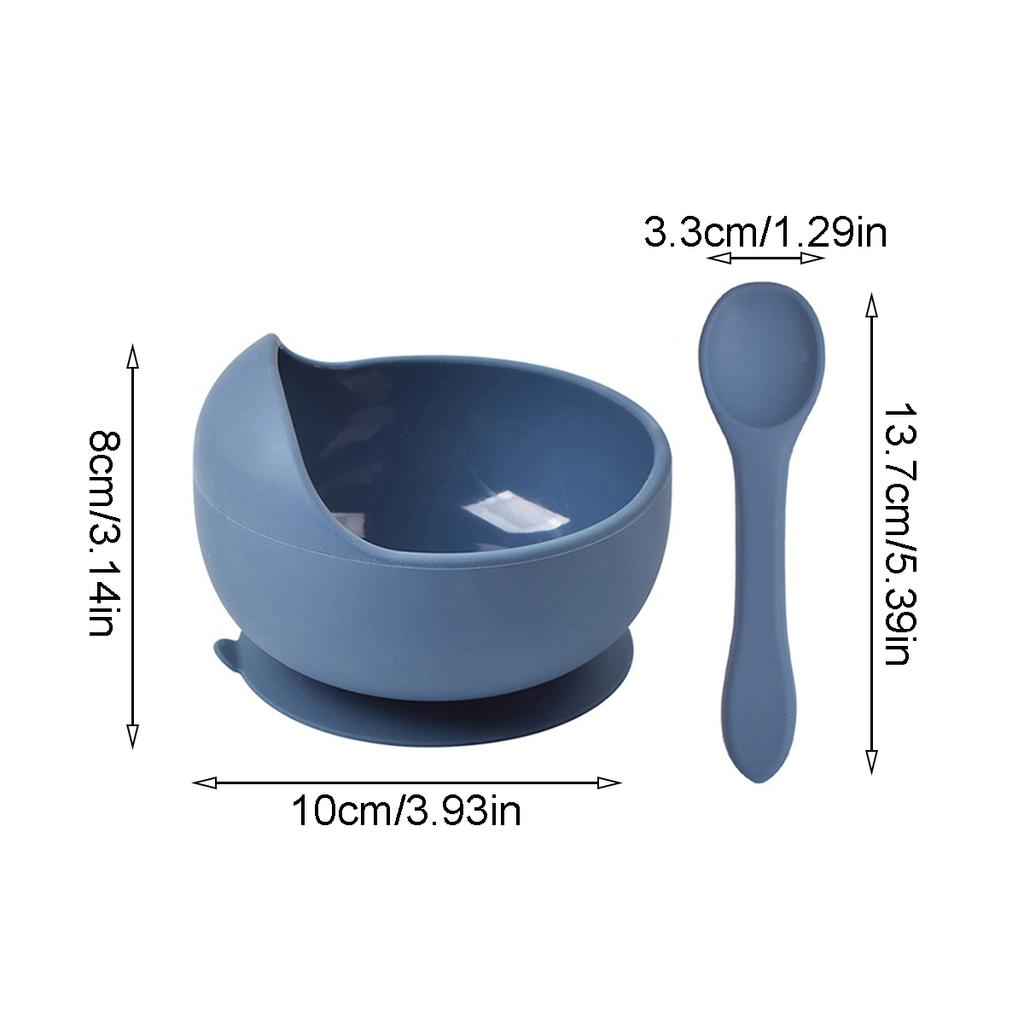Creative Simple Baby Food Complementary Training Bowl Two-piece Silicone Bowl Spoon