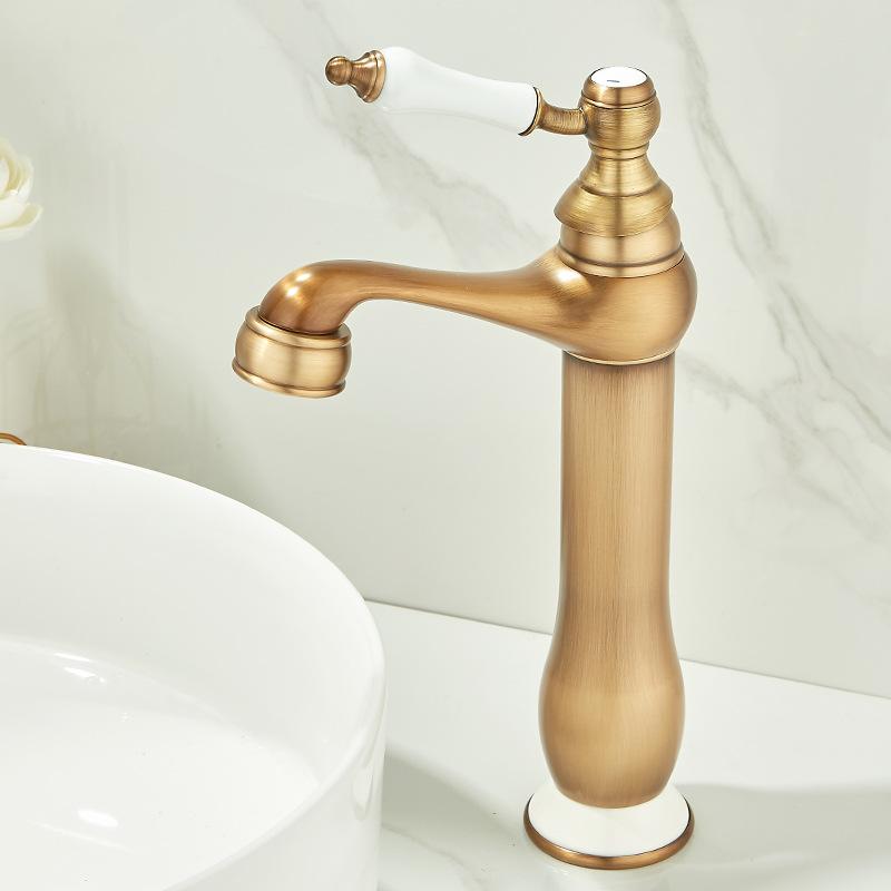 Antique Basin Faucet Gold Torneiras Bathroom Faucet Sink Faucet Single Handle Hole Faucet Basin Taps Hot Cold Mixer Tap Crane