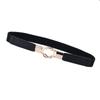 Lady Faux Leather Belt Fashion Casual Double Loop Buckle Belt