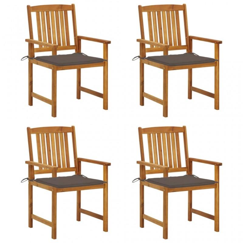 Day and Night - Day and Night Garden Chairs with Cushions 4 Units Solid Acacia Wood