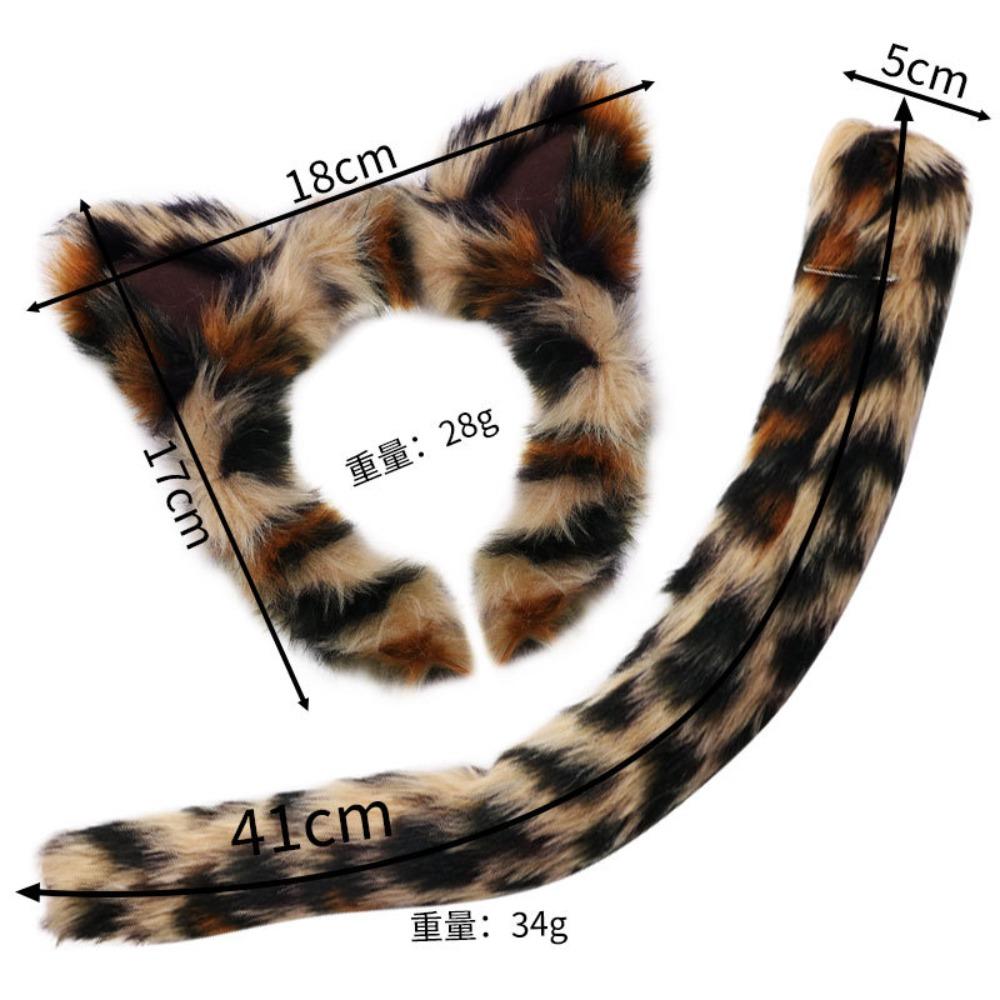 Set Orecchie e Coda Tigre Leopardo 2026 Costume Gioco di Ruolo di Halloween Adulti Bambini Animale Selvatico Aspetto Feroce a Tema Festivo