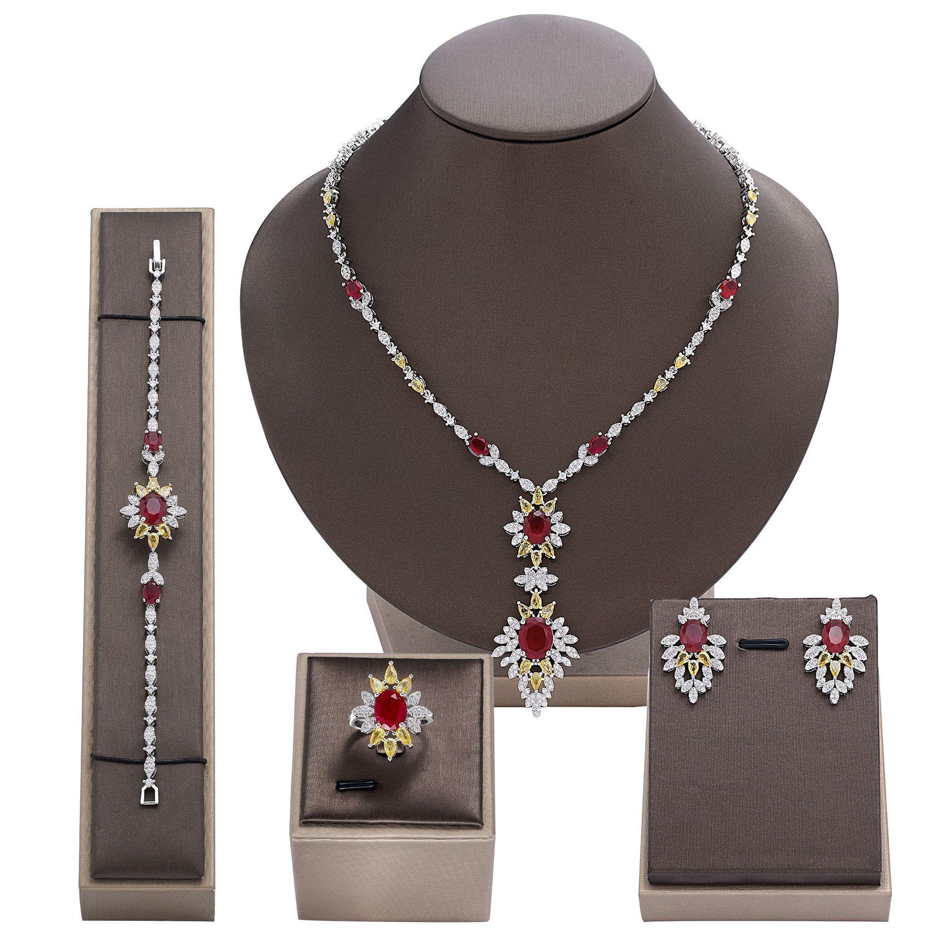 

Богемный Свадебный Медный Инкрустированный 3A Цветной Циркон Кисточка Ожерелье Серьги Комплект Банкетное Платье Мода