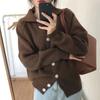 Autumn Winter Lazy Flip Collar Knitted Sweater Single breasted Sweater Women's Korean New Solid Thick Retro Long Sleeve Coat