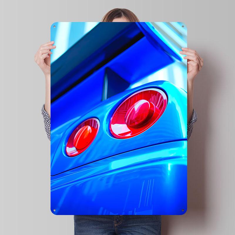 

Blue Car Taillights Printed Poster Customized Wall Art Retro Vintage Metal Tin Signs for Garage Desk Decor Bar Accessories Room 7.9x11.8In(20x30cm)