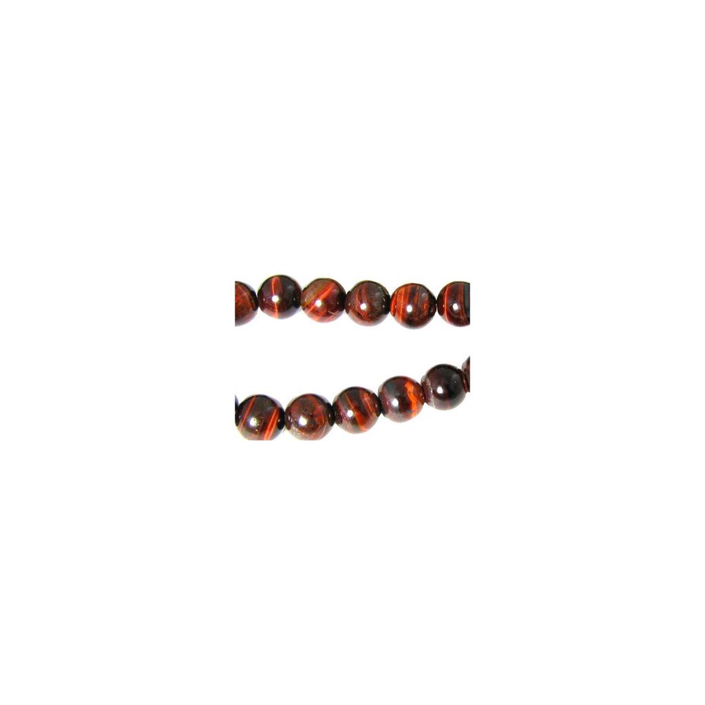 String of 38 Round Beads 10mm In Red Tiger Eye Bull Eye