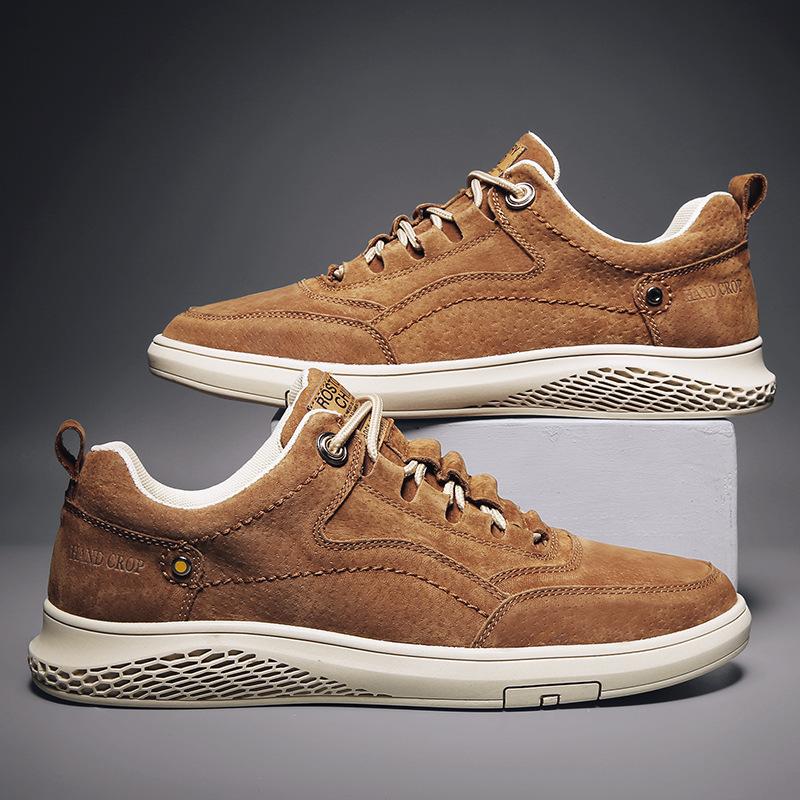 

2025 spring British style small leather shoes board shoes literary youth sports versatile soft sole foreign trade men s shoes breathable and comf 45 коричневий